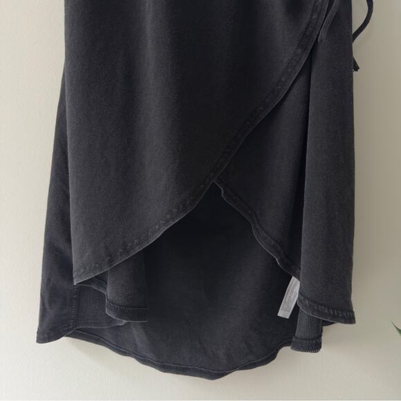 Daily Practice by Anthropologie Montauk V-Neck Dress Black Wrap Mini Cotton Tie - Picture 6 of 15